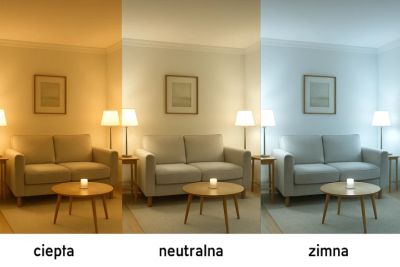 Porównanie różnych temperatur barwowych światła LED (ciepła, neutralna, zimna)